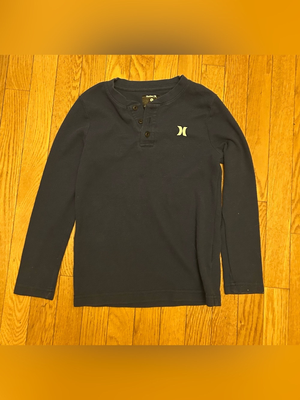 Boys Hurley Blue Thermal Button Henley Size Small